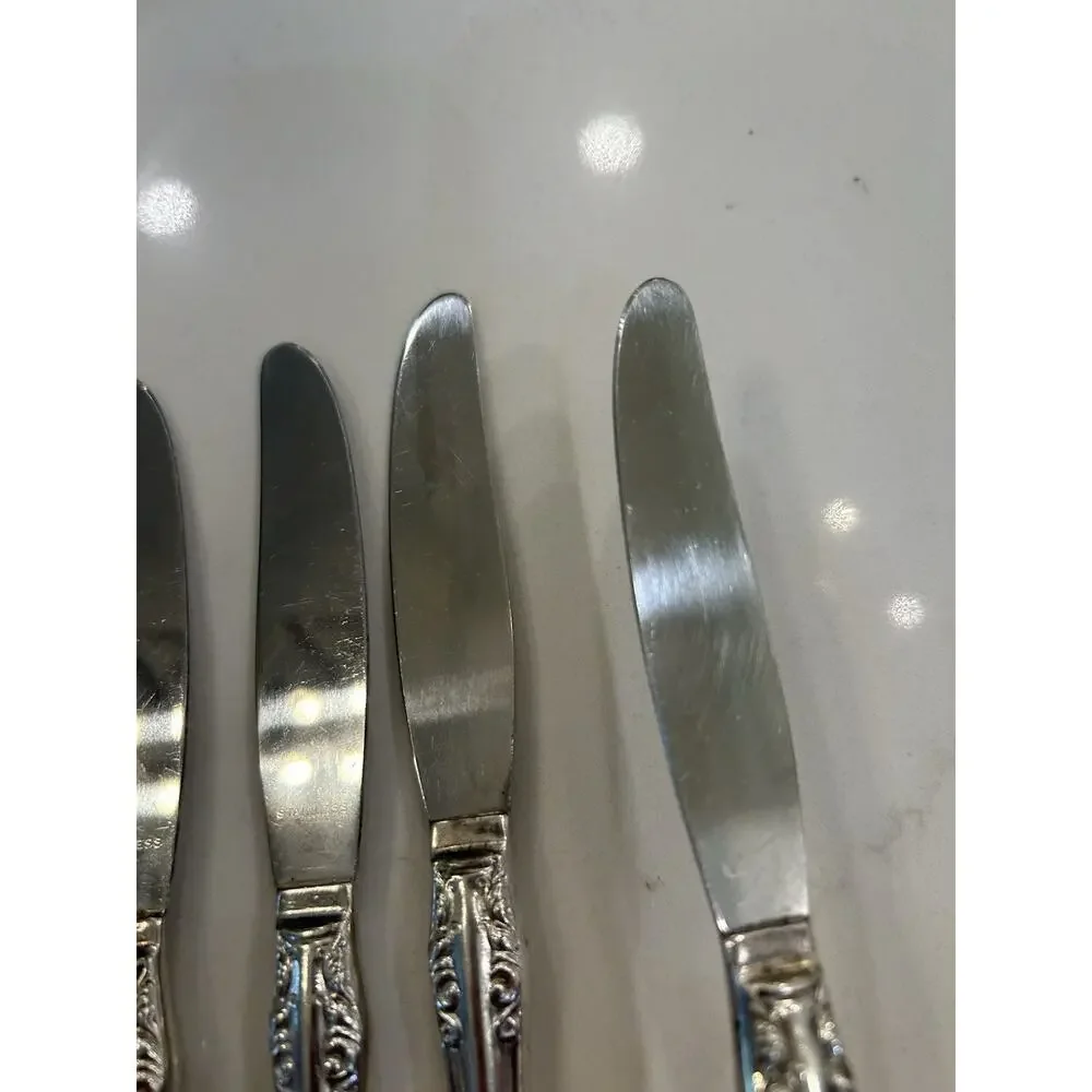 Lot of 7 Modern Hollow Dinner Knives Silverplate 8